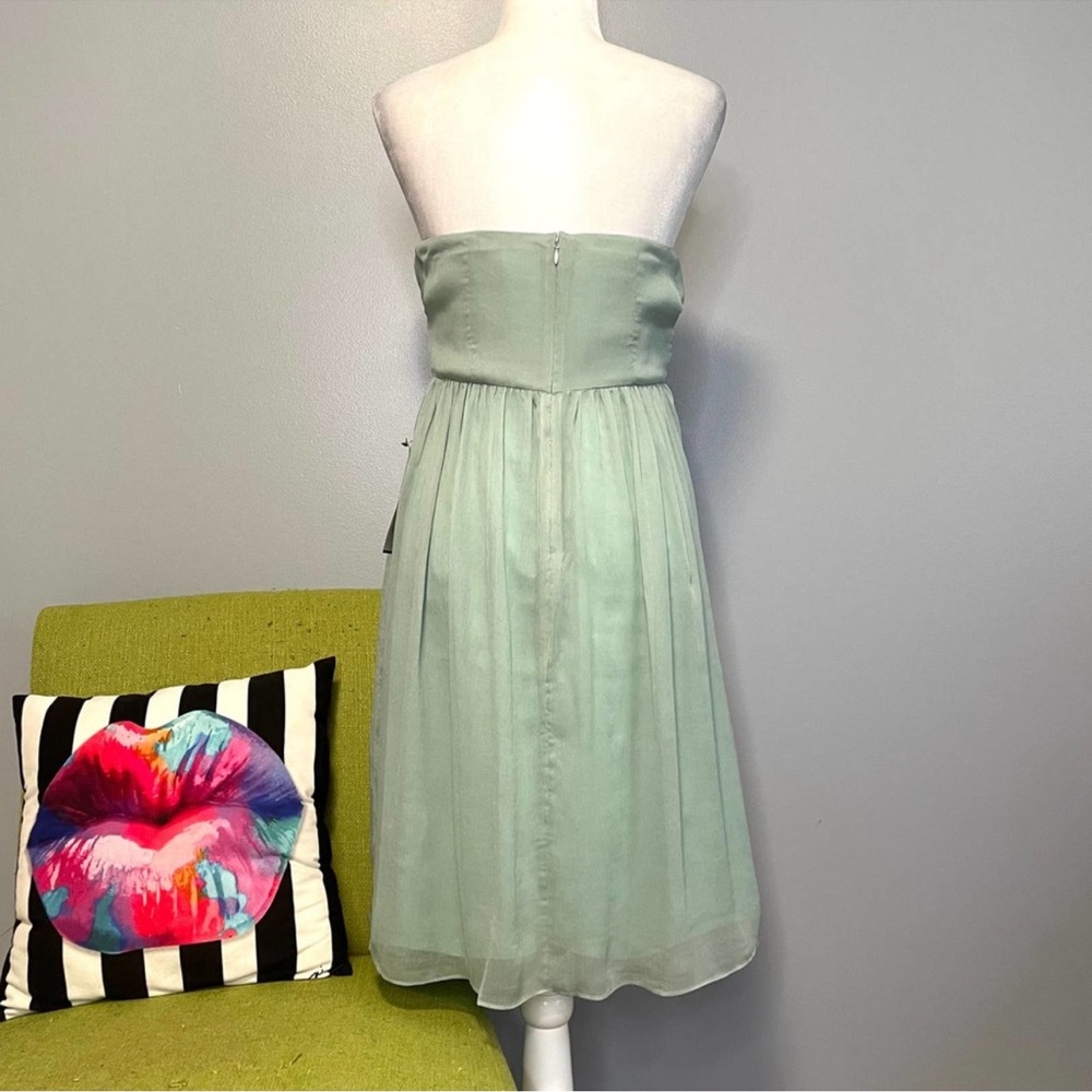 J Crew Arabelle Silk Chiffon Strapless Dress Dusty Shale NEW Size 4 - Picture 4 of 7